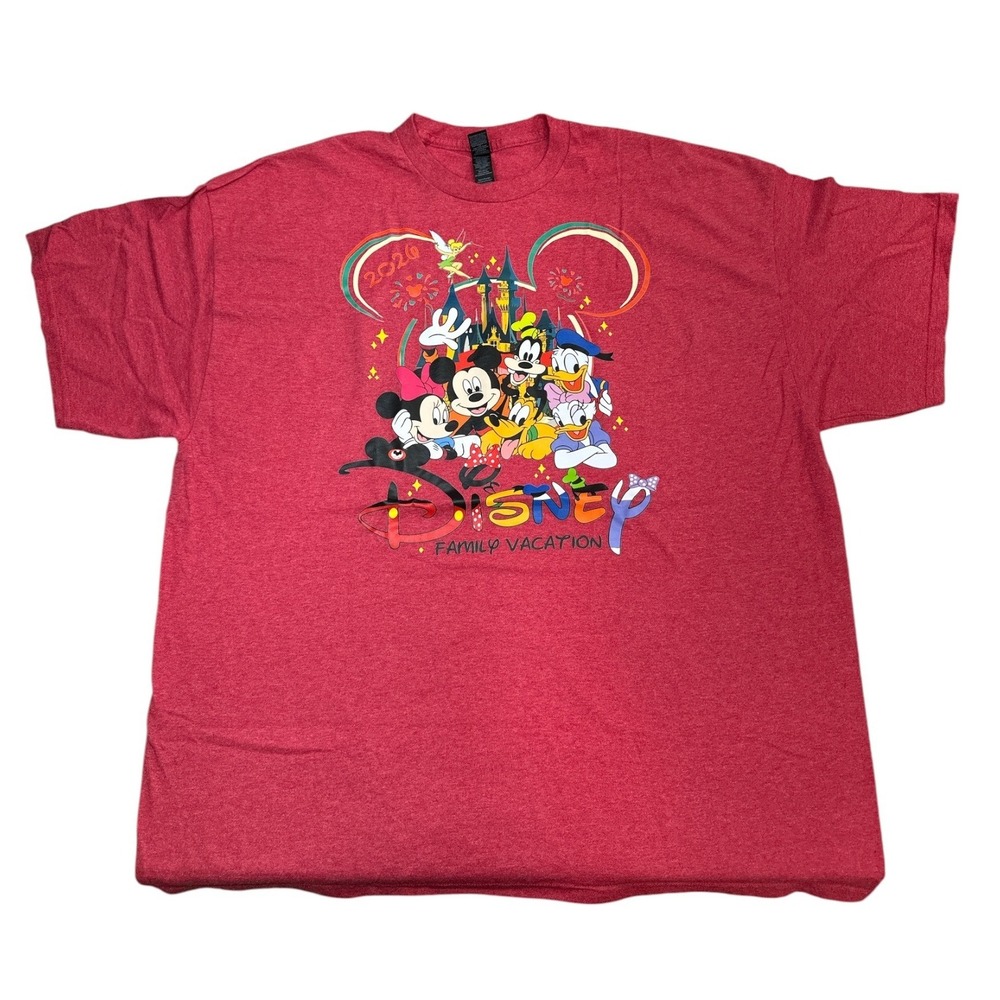 Disney Family Vacation 2026 T-Shirt Unisex 2XL Heathered Red Crewneck Gildan